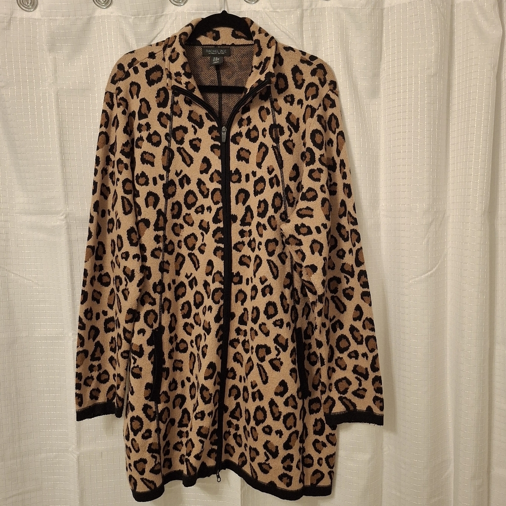 Rachel Zoe Leopard Print Teddy Jacket in Tan and Black